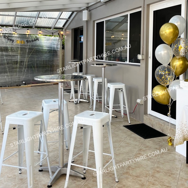 Black Lycra Bar Table Cover (Steel Bar Tables) Starlight Party Hire