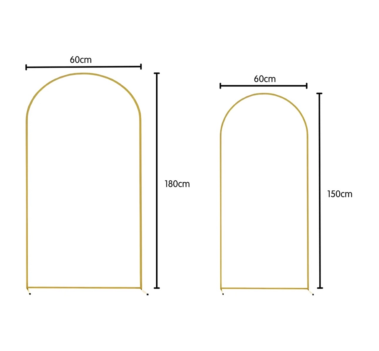 Round Arch Backdrop Hire (Set of 3) - Gold - Image 2