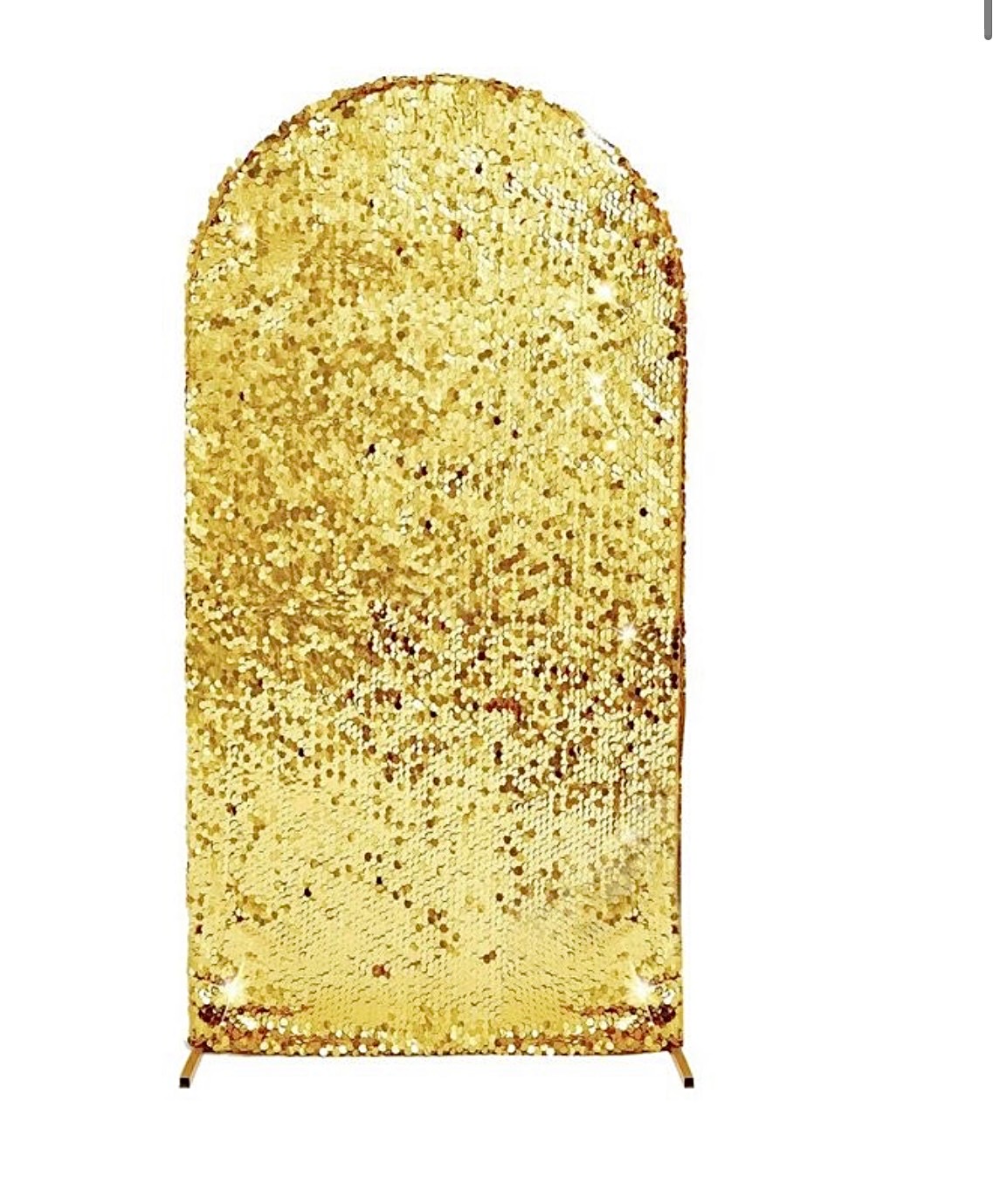 Round Arch Backdrop Hire (Set of 3) - Gold - Image 4